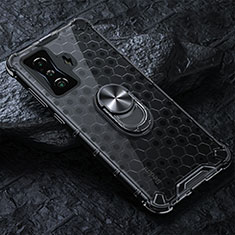 Coque Contour Silicone et Vitre Transparente Miroir 360 Degres avec Support Bague Anneau Aimante Magnetique AM1 pour Xiaomi Redmi K50 Gaming AMG F1 5G Noir