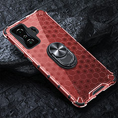 Coque Contour Silicone et Vitre Transparente Miroir 360 Degres avec Support Bague Anneau Aimante Magnetique AM1 pour Xiaomi Redmi K50 Gaming AMG F1 5G Rouge