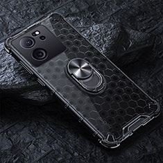 Coque Contour Silicone et Vitre Transparente Miroir 360 Degres avec Support Bague Anneau Aimante Magnetique AM1 pour Xiaomi Redmi K60 Ultra 5G Noir