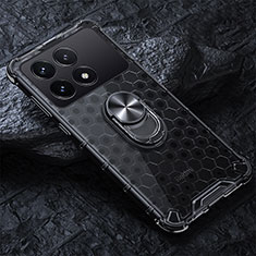 Coque Contour Silicone et Vitre Transparente Miroir 360 Degres avec Support Bague Anneau Aimante Magnetique AM1 pour Xiaomi Redmi K70 Pro 5G Noir