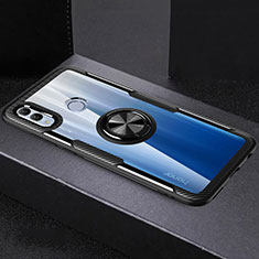 Coque Contour Silicone et Vitre Transparente Miroir 360 Degres avec Support Bague Anneau Aimante Magnetique pour Huawei Honor 10 Lite Noir