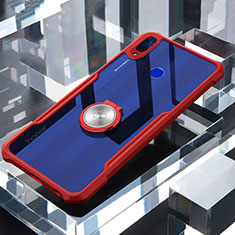 Coque Contour Silicone et Vitre Transparente Miroir 360 Degres avec Support Bague Anneau Aimante Magnetique pour Huawei Honor V10 Lite Rouge