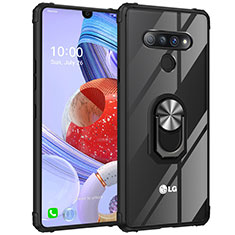 Coque Contour Silicone et Vitre Transparente Miroir 360 Degres avec Support Bague Anneau Aimante Magnetique pour LG Stylo 6 Argent et Noir