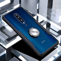 Coque Contour Silicone et Vitre Transparente Miroir 360 Degres avec Support Bague Anneau Aimante Magnetique pour OnePlus 7 Pro Noir