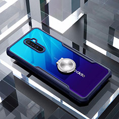 Coque Contour Silicone et Vitre Transparente Miroir 360 Degres avec Support Bague Anneau Aimante Magnetique pour Realme X2 Pro Bleu