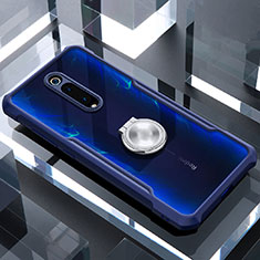 Coque Contour Silicone et Vitre Transparente Miroir 360 Degres avec Support Bague Anneau Aimante Magnetique pour Xiaomi Redmi K20 Bleu