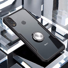 Coque Contour Silicone et Vitre Transparente Miroir 360 Degres avec Support Bague Anneau Aimante Magnetique pour Xiaomi Redmi Note 7 Noir