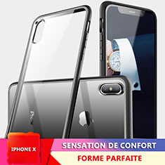 Coque Contour Silicone et Vitre Transparente Miroir 360 Degres pour Apple iPhone Xs Noir