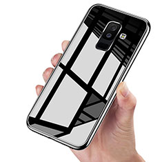 Coque Contour Silicone et Vitre Transparente Miroir 360 Degres pour Samsung Galaxy A6 Plus (2018) Noir