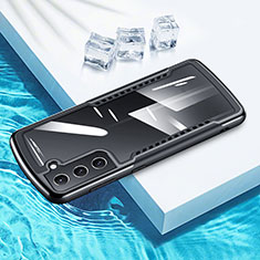 Coque Contour Silicone et Vitre Transparente Miroir 360 Degres pour Samsung Galaxy S21 5G Noir