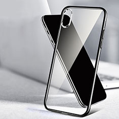 Coque Contour Silicone et Vitre Transparente Miroir 360 Degres T02 pour Apple iPhone X Noir