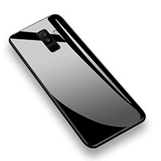 Coque Contour Silicone et Vitre Transparente Miroir 360 Degres T02 pour Samsung Galaxy A6 Plus Noir