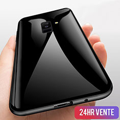 Coque Contour Silicone et Vitre Transparente Miroir 360 Degres T03 pour Samsung Galaxy A6 Plus (2018) Noir