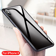 Coque Contour Silicone et Vitre Transparente Miroir 360 Degres T04 pour Apple iPhone Xs Max Noir