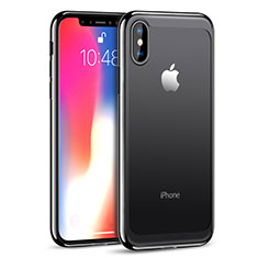 Coque Contour Silicone et Vitre Transparente Miroir 360 Degres T05 pour Apple iPhone X Noir