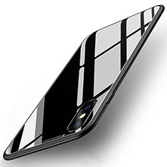 Coque Contour Silicone et Vitre Transparente Miroir 360 Degres T07 pour Apple iPhone Xs Noir