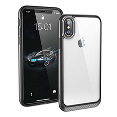 Coque Contour Silicone et Vitre Transparente Miroir 360 Degres T08 pour Apple iPhone Xs Noir