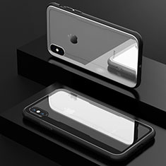 Coque Contour Silicone et Vitre Transparente Miroir 360 Degres T09 pour Apple iPhone Xs Noir