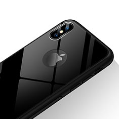 Coque Contour Silicone et Vitre Transparente Miroir 360 Degres T15 pour Apple iPhone X Noir