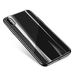 Coque Contour Silicone et Vitre Transparente Miroir Housse Etui pour Apple iPhone Xs Max Noir