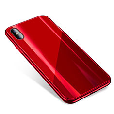 Coque Contour Silicone et Vitre Transparente Miroir Housse Etui pour Apple iPhone Xs Rouge