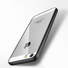 Coque Contour Silicone et Vitre Transparente Miroir pour Apple iPhone 5S Noir