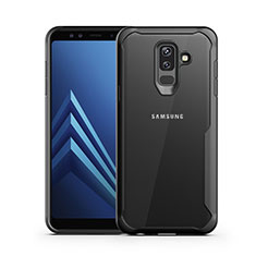 Coque Contour Silicone et Vitre Transparente Miroir pour Samsung Galaxy A6 Plus Noir