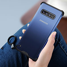 Coque Contour Silicone et Vitre Transparente Miroir pour Samsung Galaxy S10 5G Bleu