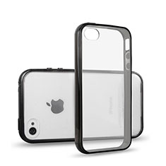 Coque Contour Silicone et Vitre Transparente pour Apple iPhone 4S Noir