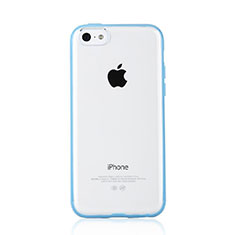 Coque Contour Silicone et Vitre Transparente T01 pour Apple iPhone 5C Bleu Ciel