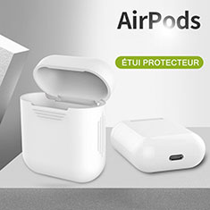 Coque de Protection en Silicone avec Mousqueton pour Boitier de Charge de Airpods A03 Blanc