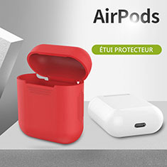 Coque de Protection en Silicone avec Mousqueton pour Boitier de Charge de Airpods A03 Rouge