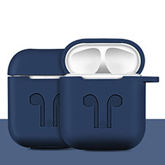 Coque de Protection en Silicone avec Mousqueton pour Boitier de Charge de Airpods A04 Bleu