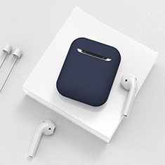 Coque de Protection en Silicone avec Mousqueton pour Boitier de Charge de Airpods C01 Bleu