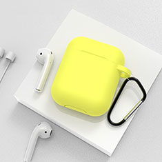 Coque de Protection en Silicone avec Mousqueton pour Boitier de Charge de Airpods C02 Jaune