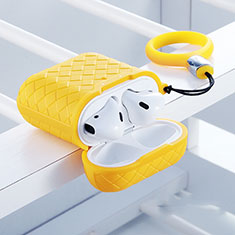 Coque de Protection en Silicone avec Mousqueton pour Boitier de Charge de Airpods C04 Jaune