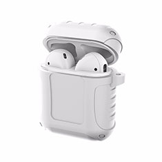 Coque de Protection en Silicone avec Mousqueton pour Boitier de Charge de Airpods C06 Blanc