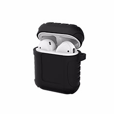 Coque de Protection en Silicone avec Mousqueton pour Boitier de Charge de Airpods C06 Noir