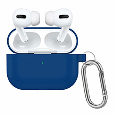 Coque de Protection en Silicone avec Mousqueton pour Boitier de Charge de AirPods Pro Bleu