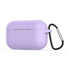 Coque de Protection en Silicone avec Mousqueton pour Boitier de Charge de AirPods Pro C02 Violet Clair