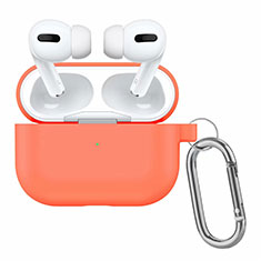 Coque de Protection en Silicone avec Mousqueton pour Boitier de Charge de AirPods Pro Orange