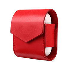 Coque en Cuir avec Mousqueton pour Boitier de Charge de Airpods A02 Rouge