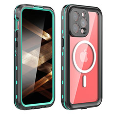 Coque Etanche Contour Silicone et Plastique Housse Etui Waterproof 360 Degres avec Mag-Safe Magnetic Magnetique HJ1 pour Apple iPhone 13 Pro Vert