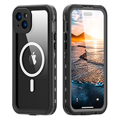 Coque Etanche Contour Silicone et Plastique Housse Etui Waterproof 360 Degres avec Mag-Safe Magnetic Magnetique pour Apple iPhone 13 Noir