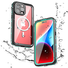 Coque Etanche Contour Silicone et Plastique Housse Etui Waterproof 360 Degres avec Mag-Safe Magnetic Magnetique pour Apple iPhone 13 Pro Max Vert