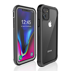 Coque Etanche Contour Silicone et Plastique Housse Etui Waterproof 360 Degres W02 pour Apple iPhone 11 Noir