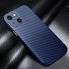 Coque Fibre de Carbone Housse Etui Luxe Serge C01 pour Apple iPhone 13 Mini Bleu