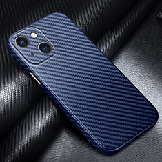 Coque Fibre de Carbone Housse Etui Luxe Serge pour Apple iPhone 13 Mini Bleu