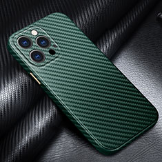 Coque Fibre de Carbone Housse Etui Luxe Serge pour Apple iPhone 13 Pro Max Vert