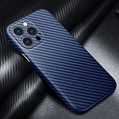 Coque Fibre de Carbone Housse Etui Luxe Serge pour Apple iPhone 14 Pro Max Bleu